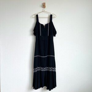 Nicole Miller Malibu Boho Crepe Cold Shoulder Black Dress - Size 8